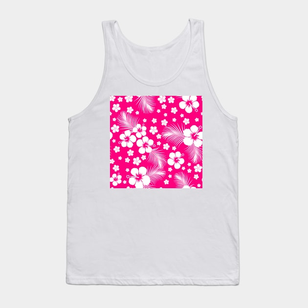 Hawaiian Hibiscus Hot Pink Tank Top by SSSowers